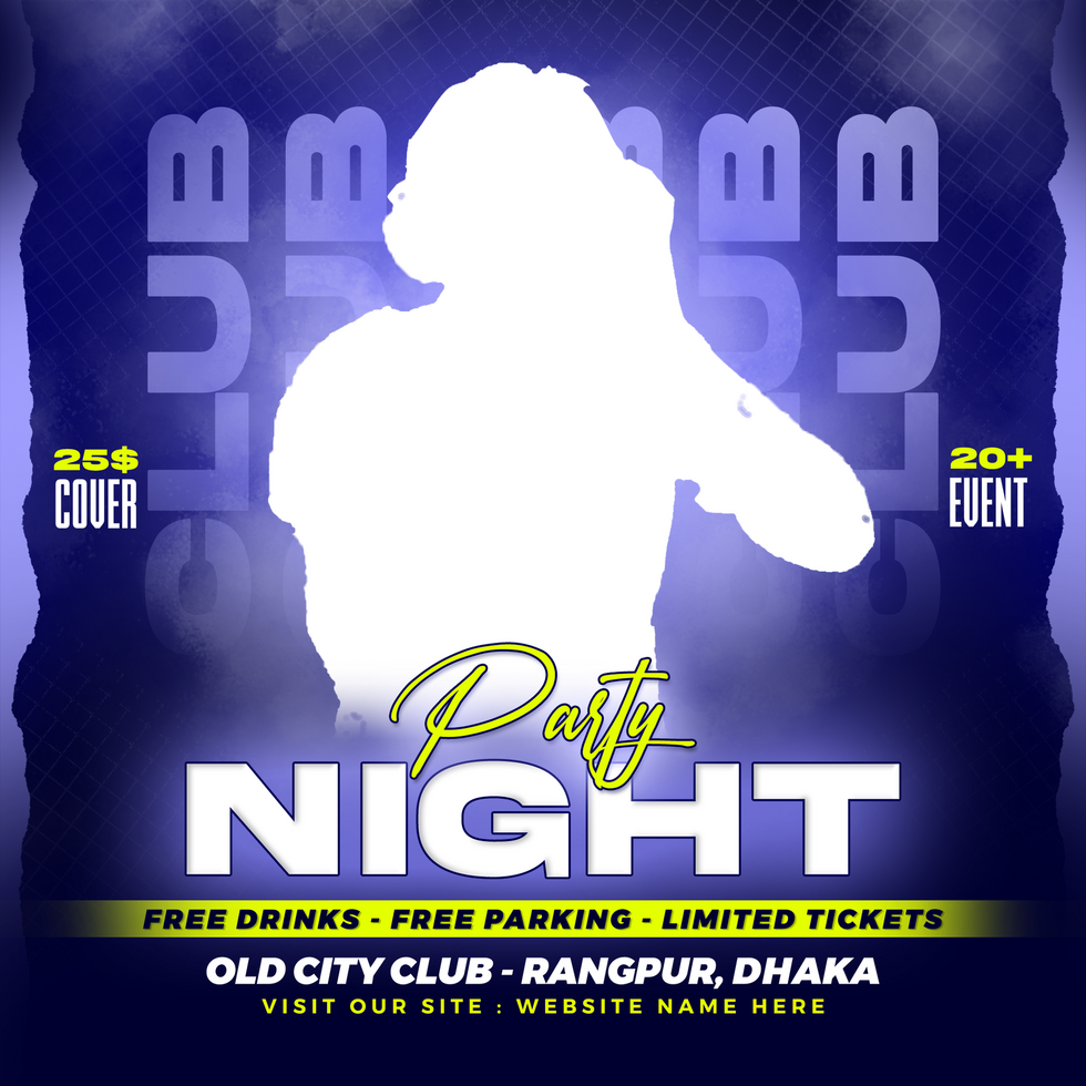Dj club night party flyer and social media post and web banner template psd