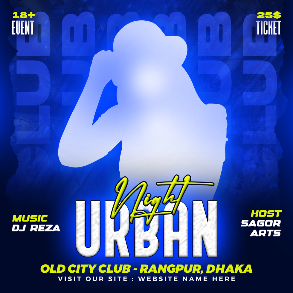 Dj club night party flyer and social media post and web banner template psd