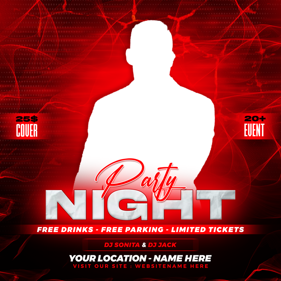 Dj club night party flyer and social media post and web banner template psd