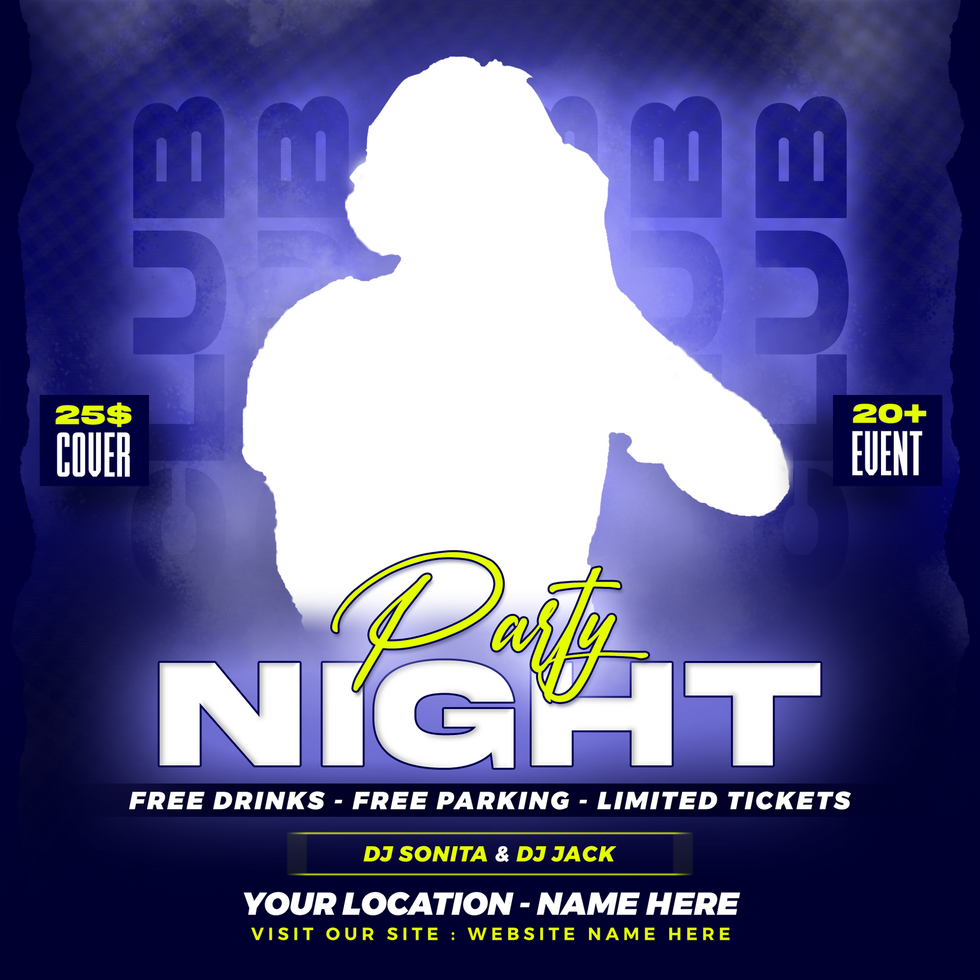 Dj club night party flyer and social media post and web banner template psd