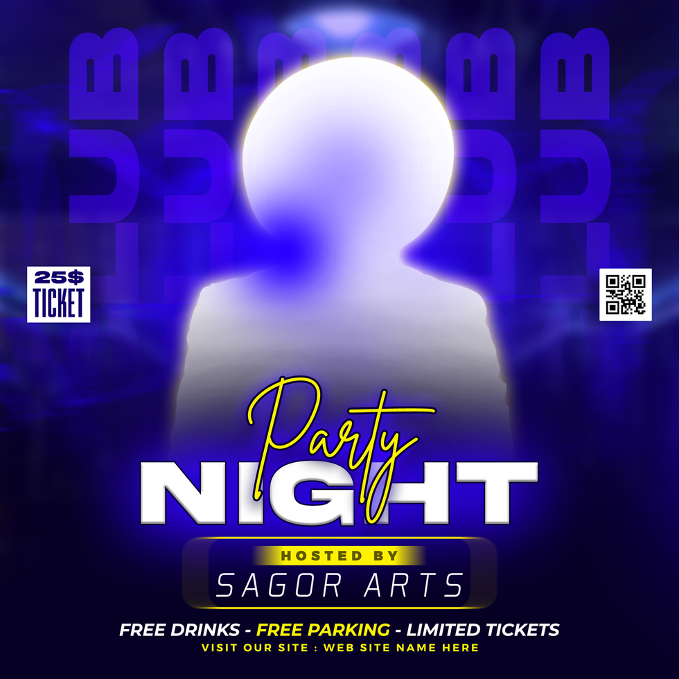 Dj club night party flyer and social media post and web banner template psd