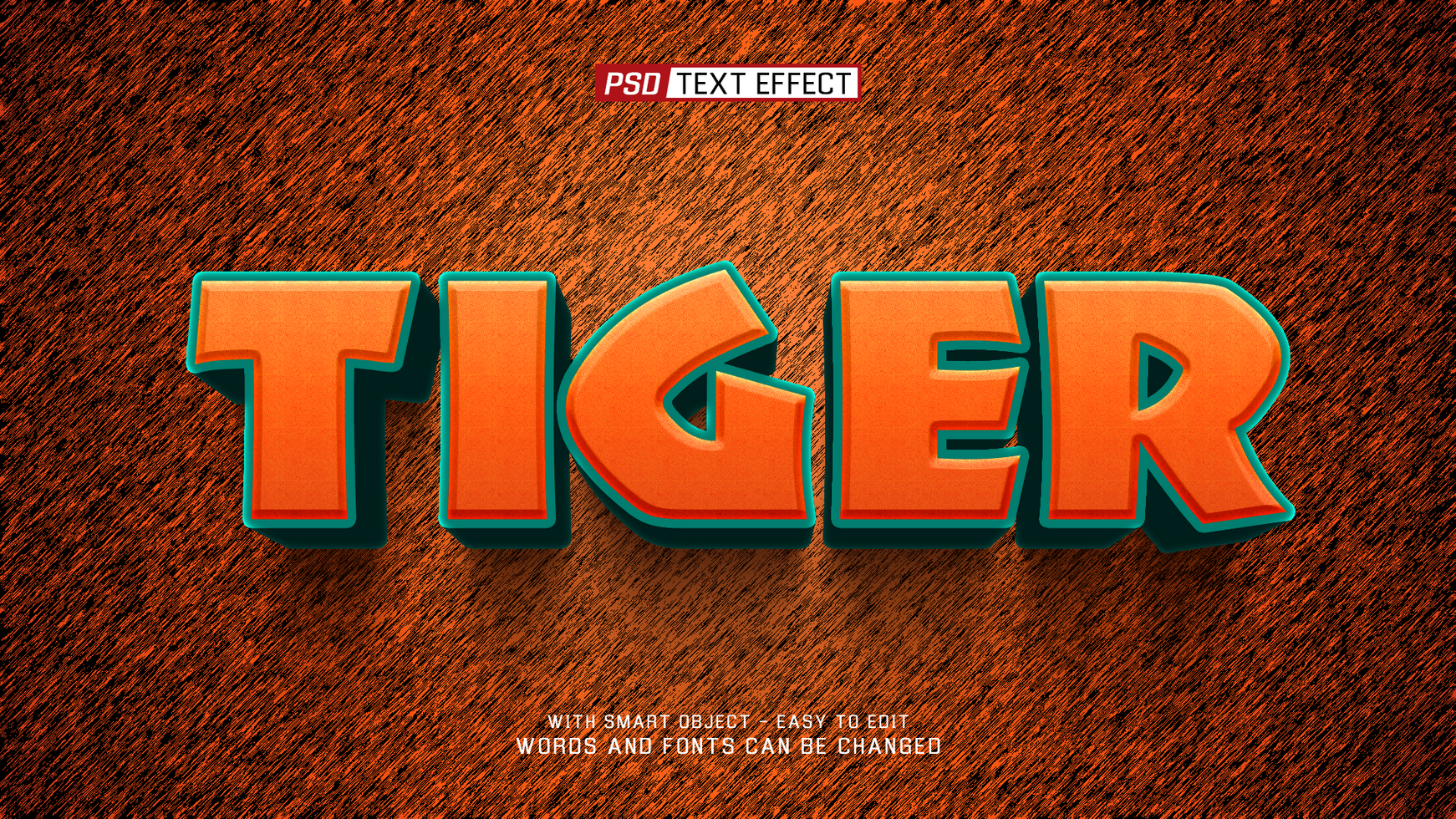 tiger 3d text effect psd
