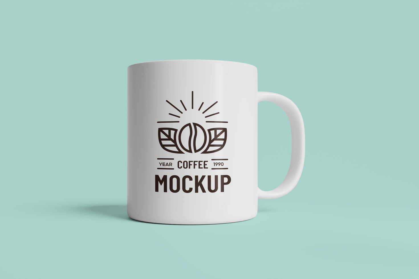 Mug on blue background mock up psd