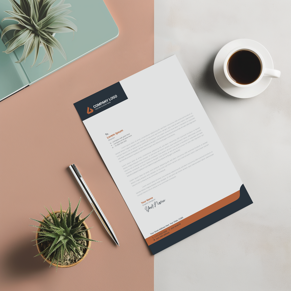 Realistic Flyer and Letterhead Design Mockups psd