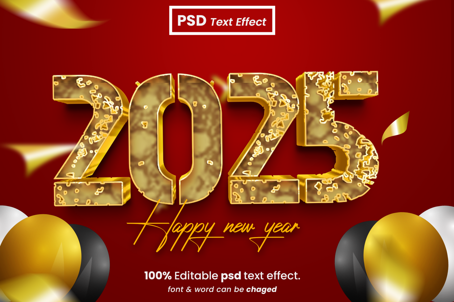 Happy new year 3D Editable Text Effect psd