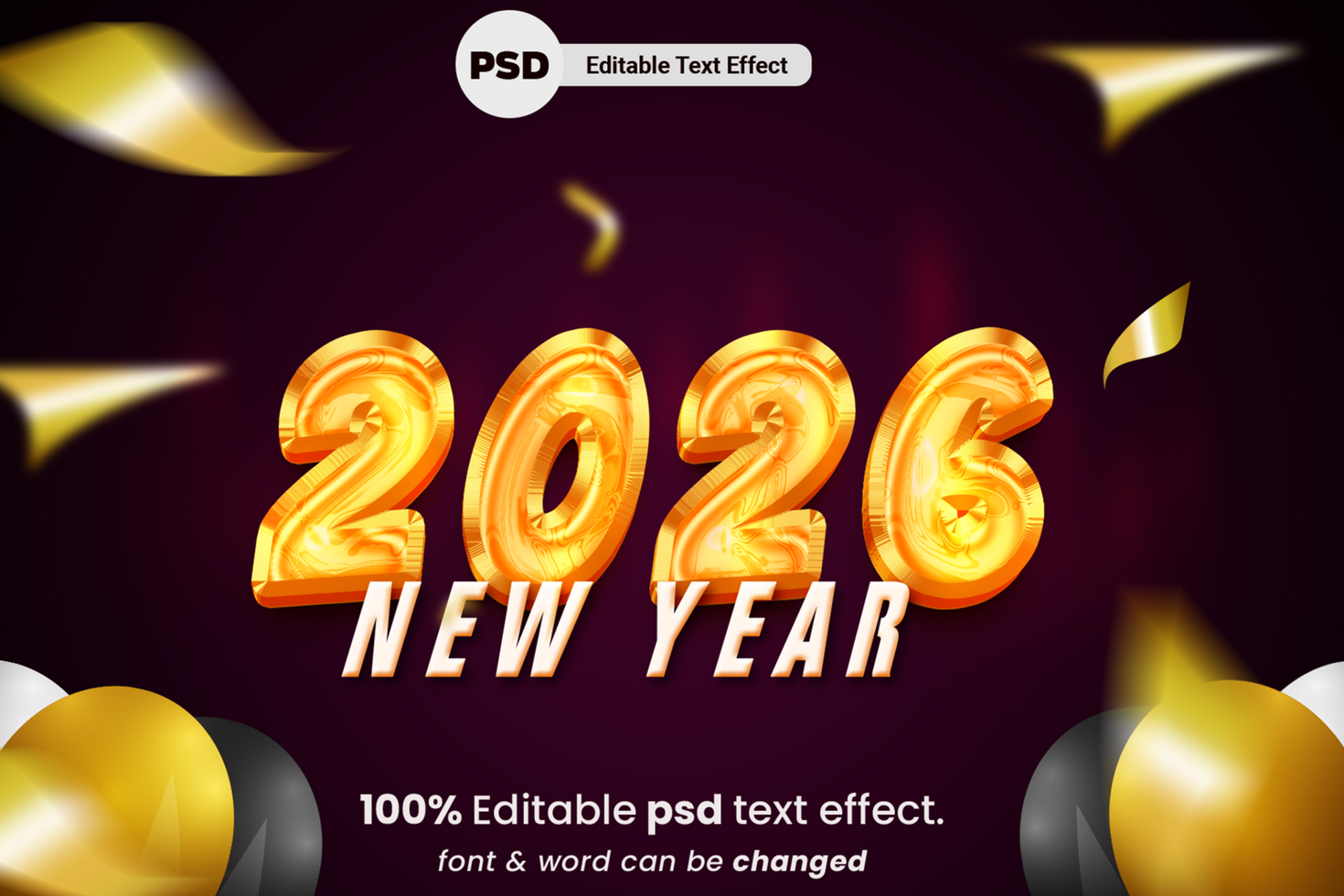 Happy new year 3D Editable Text Effect psd