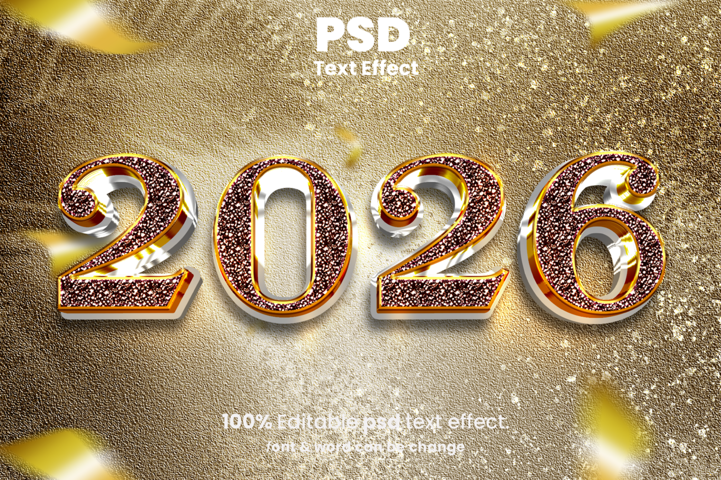Happy new year 3D Editable Text Effect psd