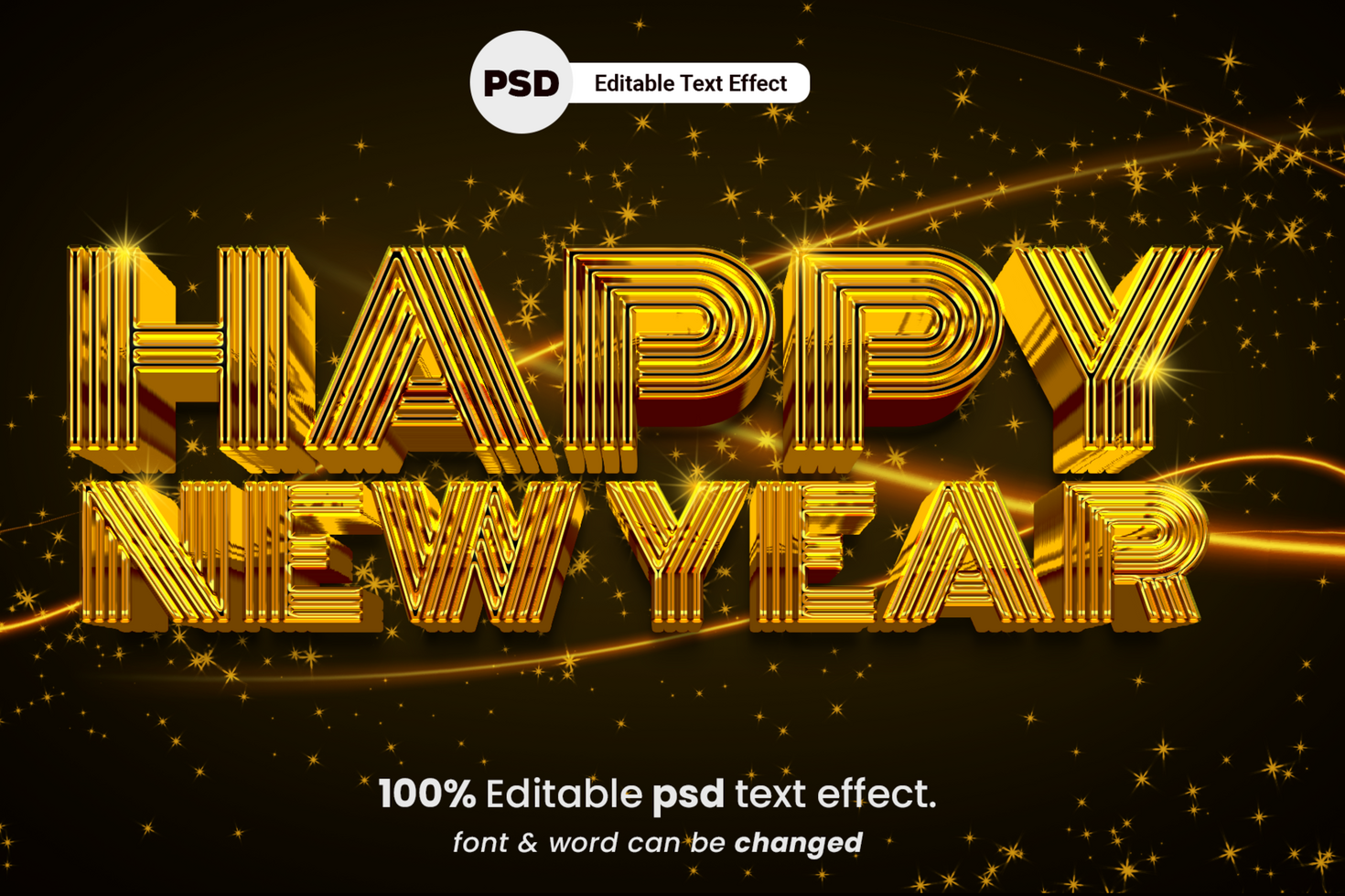 Happy new year 3D Editable Text Effect psd