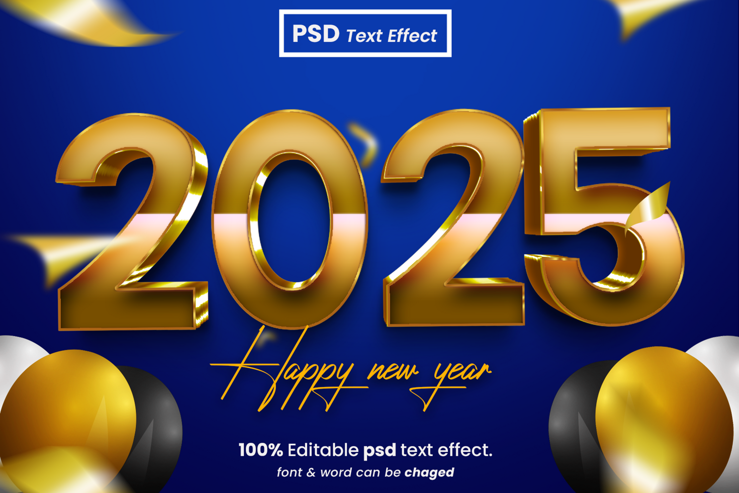 Happy new year 3D Editable Text Effect psd
