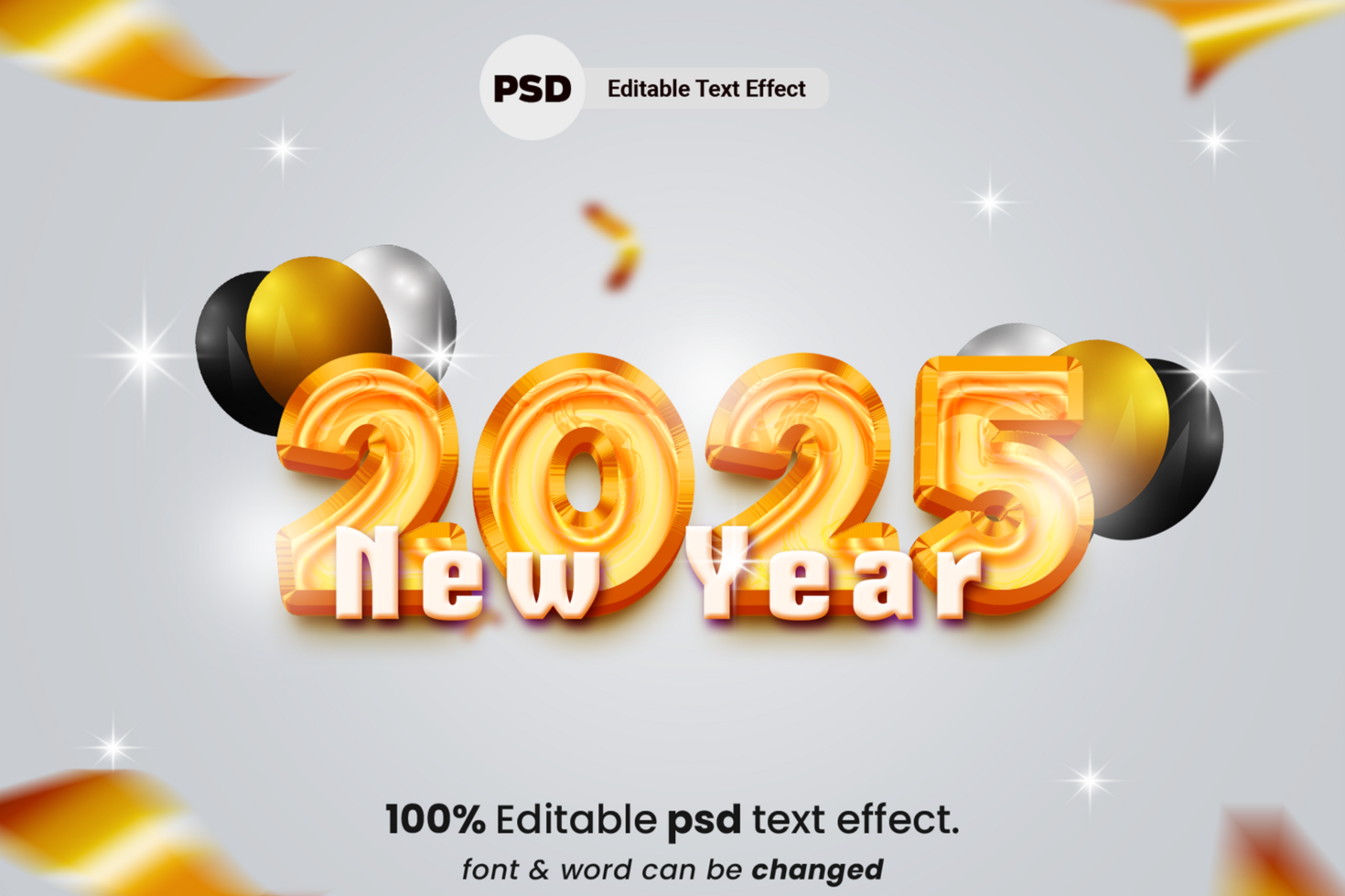 Happy new year 3D Editable Text Effect psd