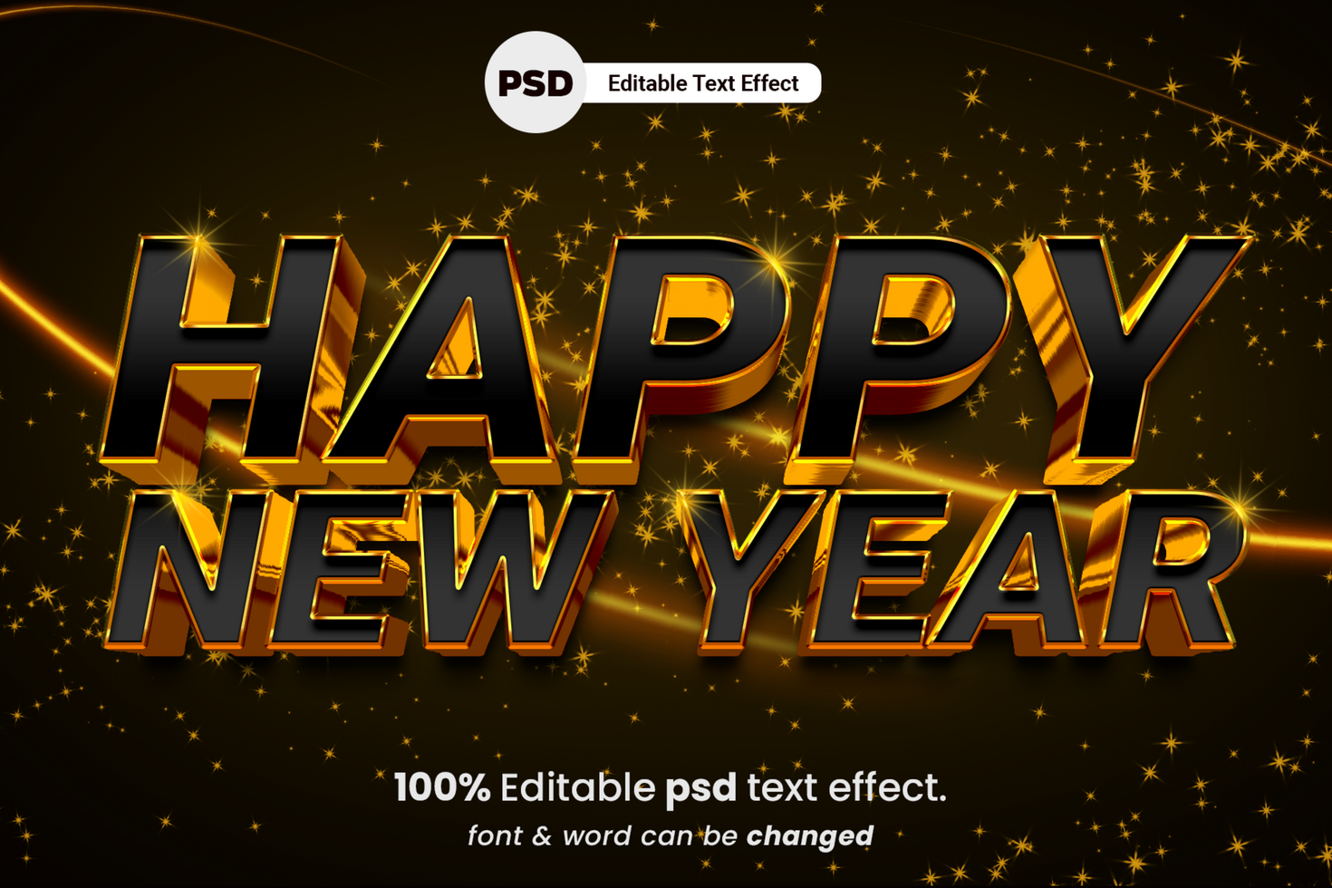 Happy new year 3D Editable Text Effect psd