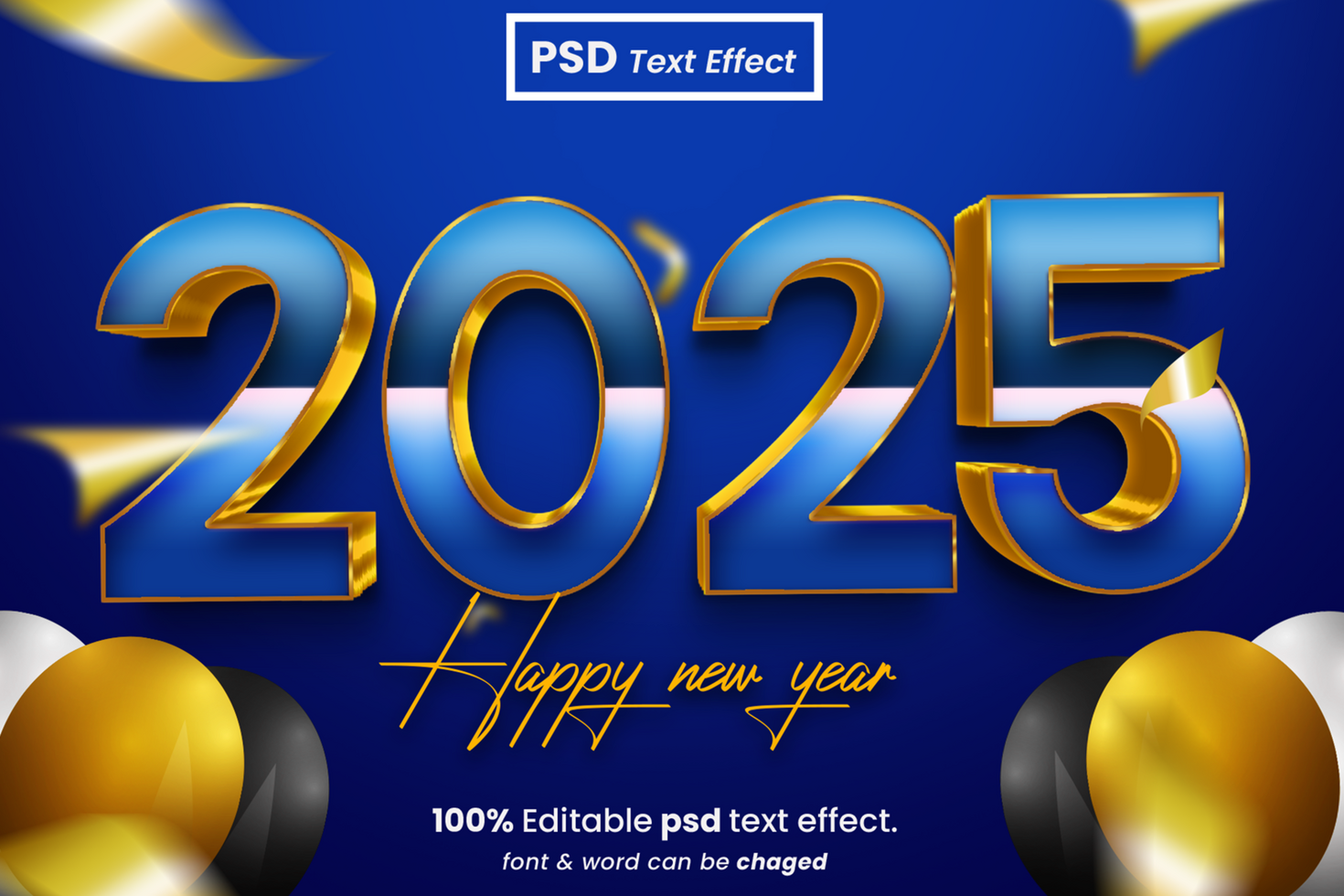 Happy new year 3D Editable Text Effect psd