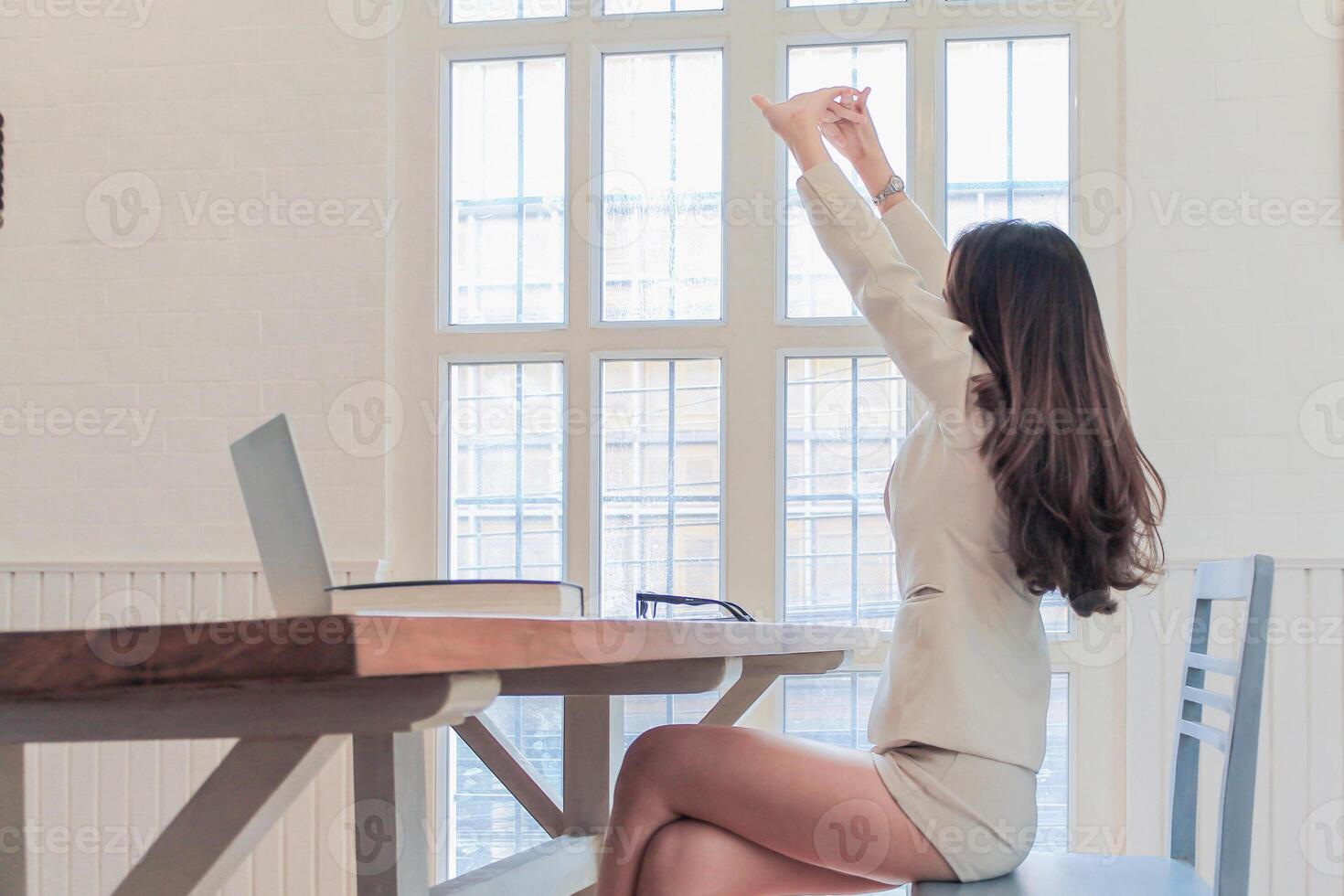 Muscle aches of office workers caused by sitting in the same position for a long time, known as office syndrome, causes fatigue or muscle pain in the point of use regular,Office Syndrome concept photo