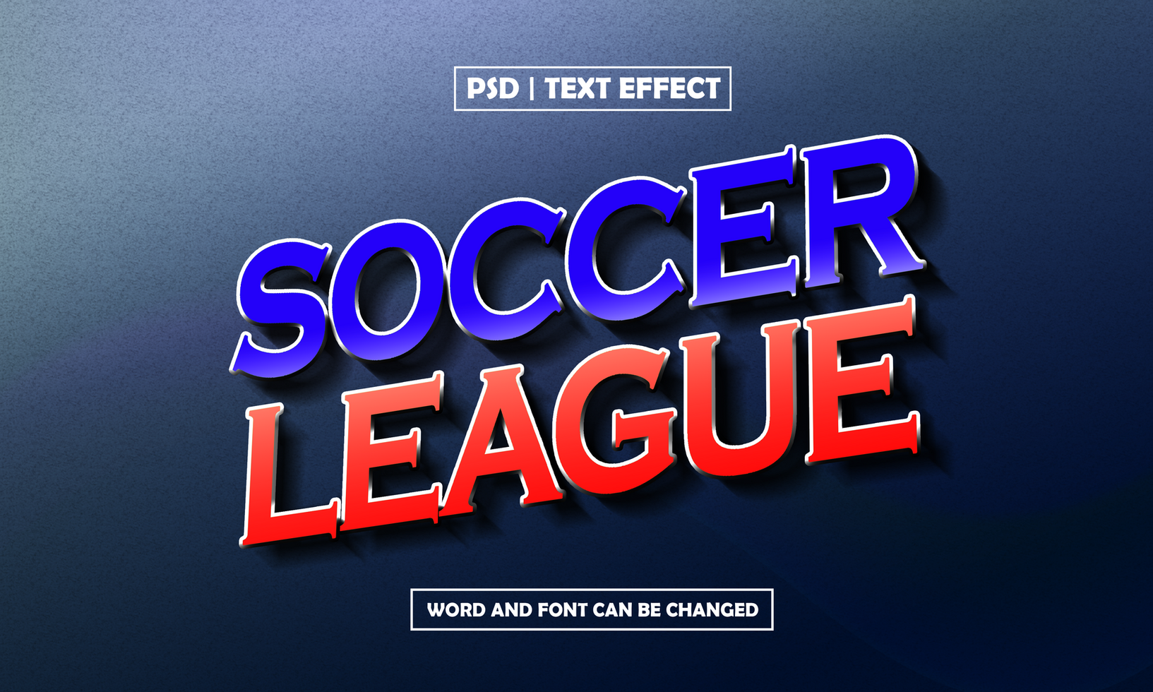 Soccer League 3D Text Effect With Blue Background psd