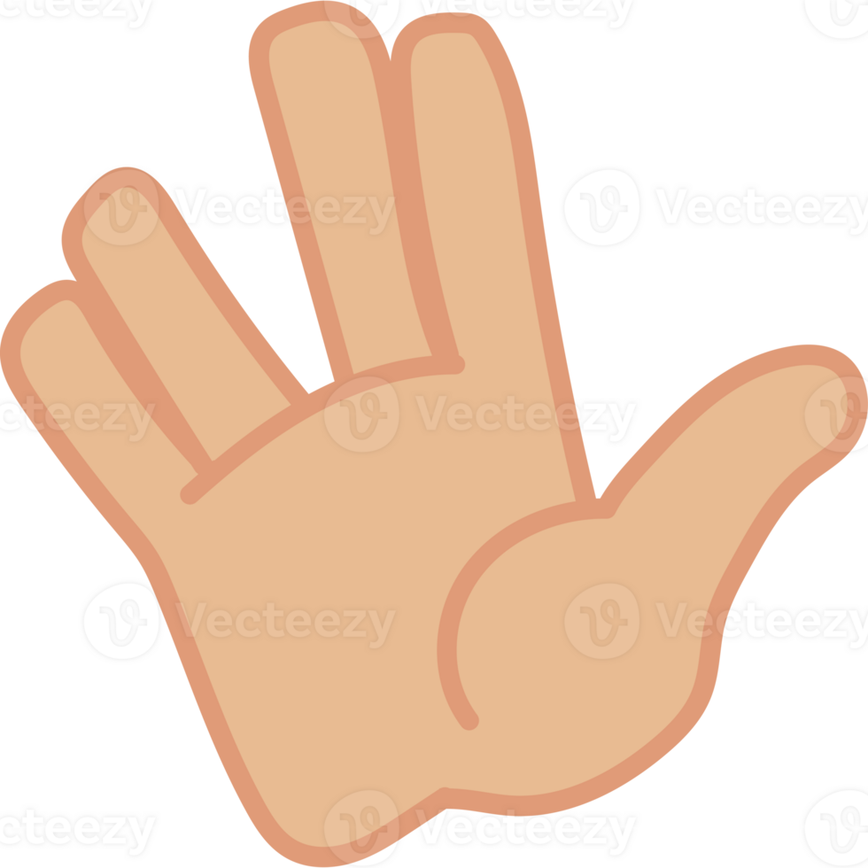 A cartoon hand with five fingers png