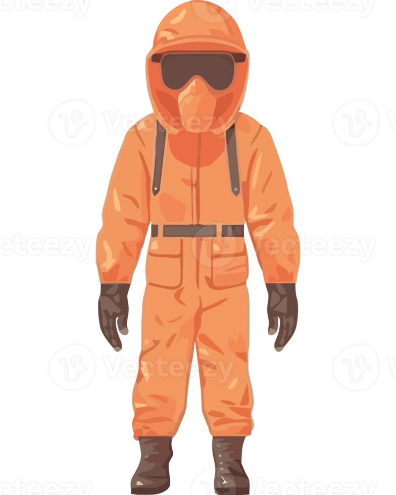 An orange gas mask and overalls png