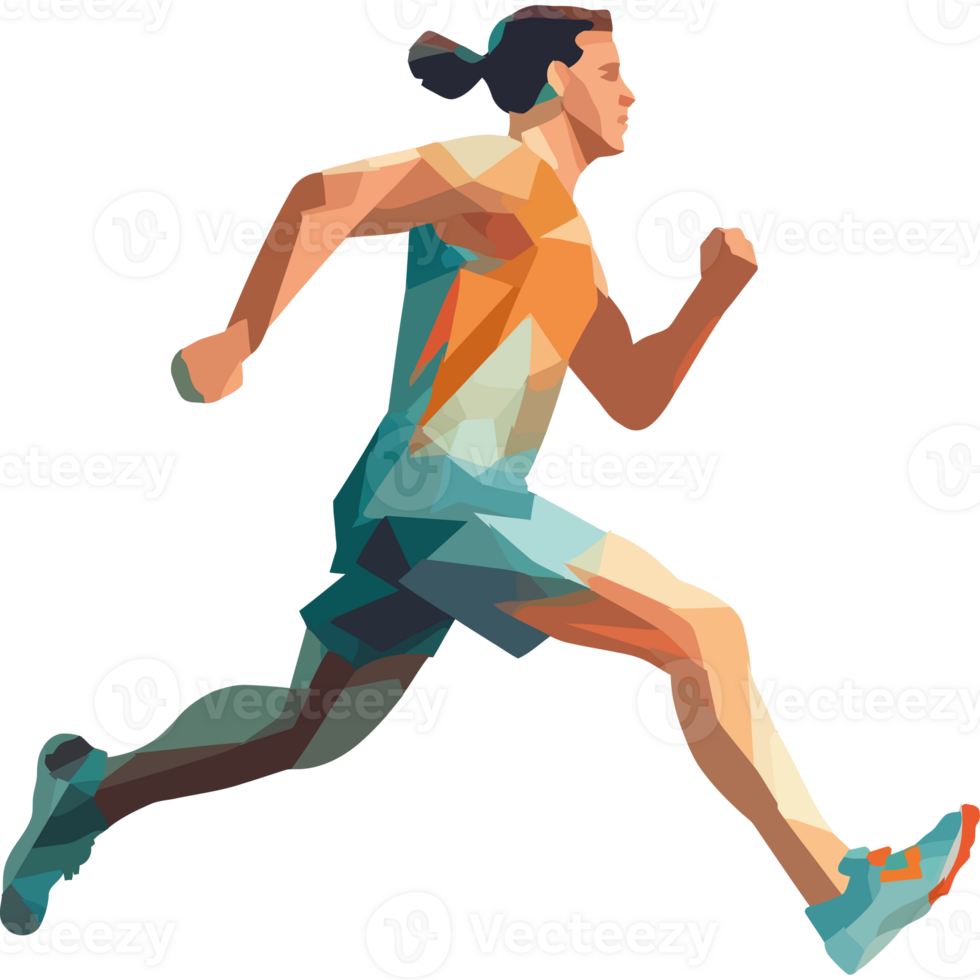 A man running in a low polygonal style png