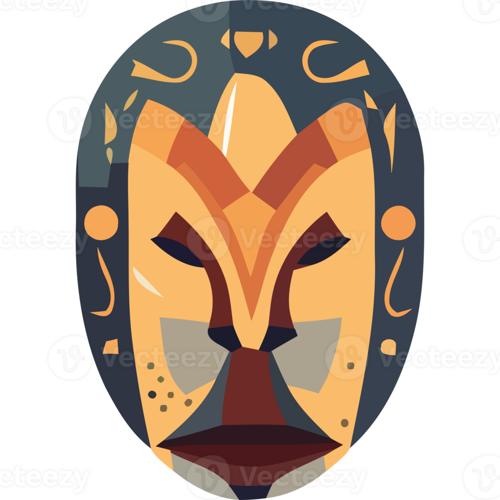 A cartoon mask with a geometric design png