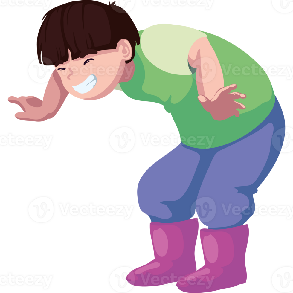 A boy is bending down and looking up png