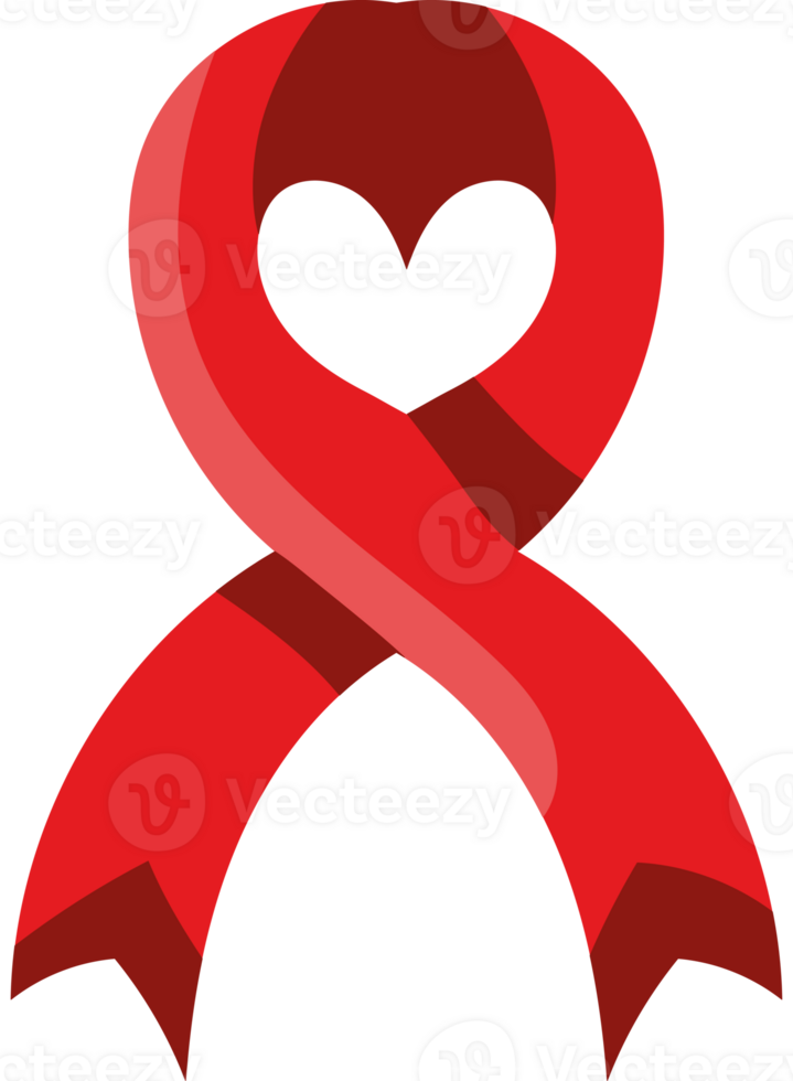 Red ribbon with heart shape png