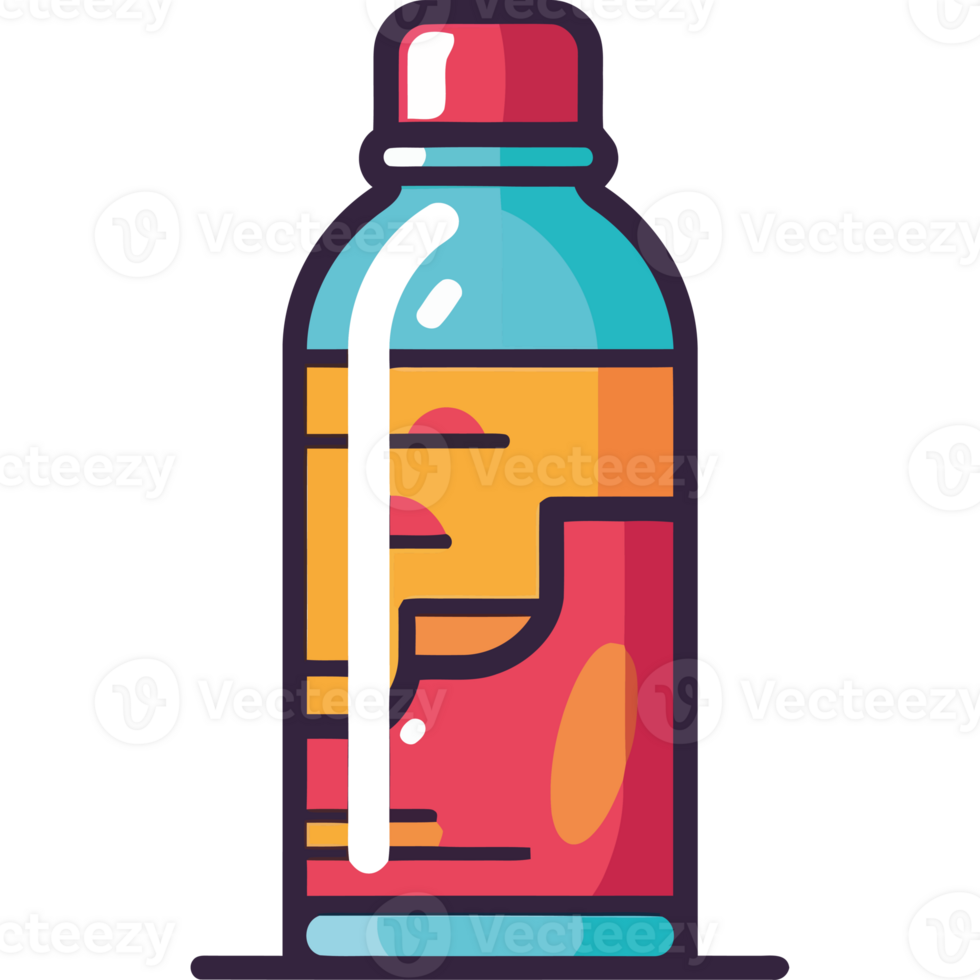 A bottle of soda with a red cap png