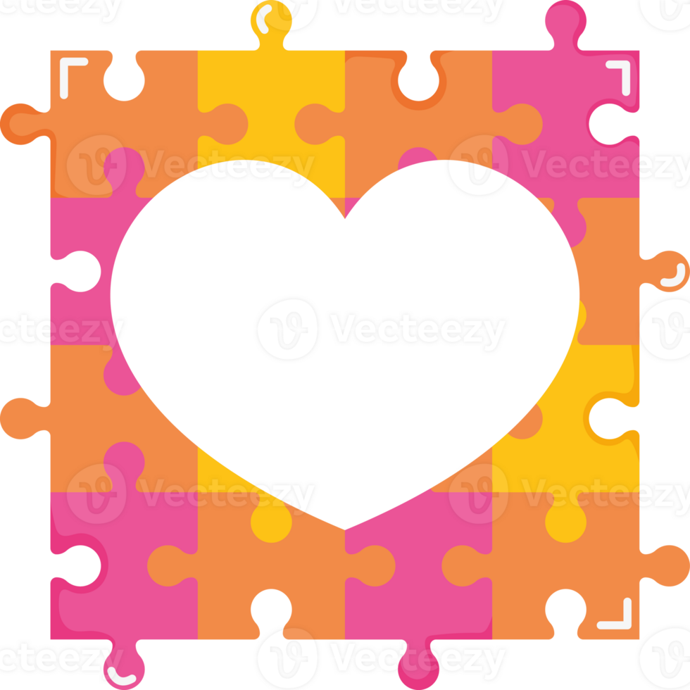 A heart shaped puzzle piece with a black center png