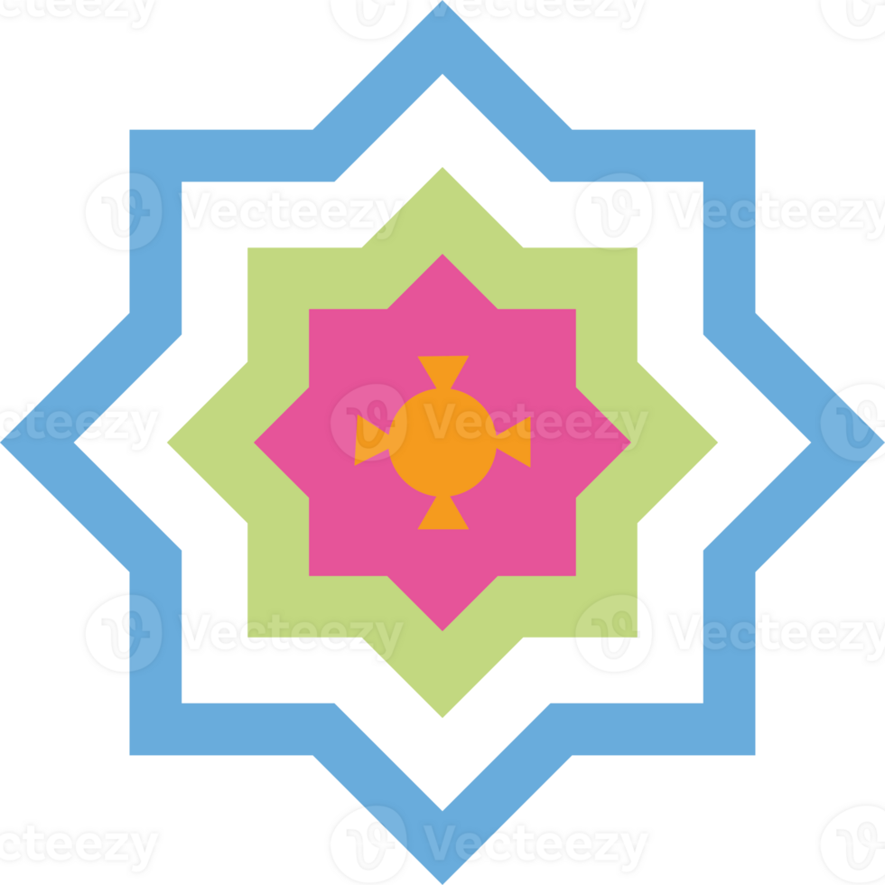 A colorful star with a yellow and blue center png