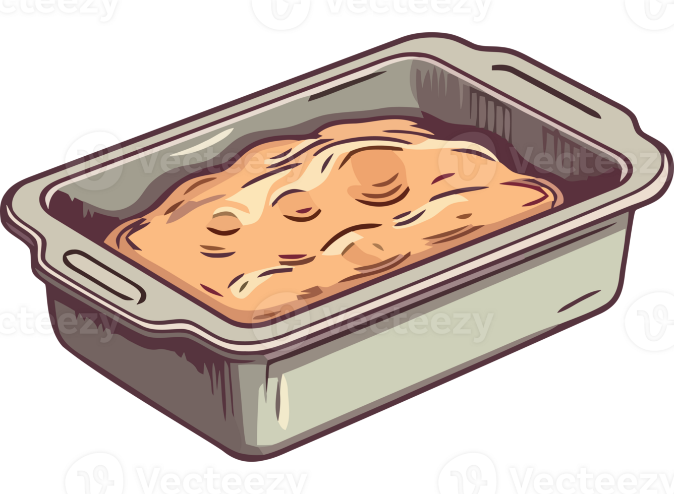 Bread loaf in a baking dish png
