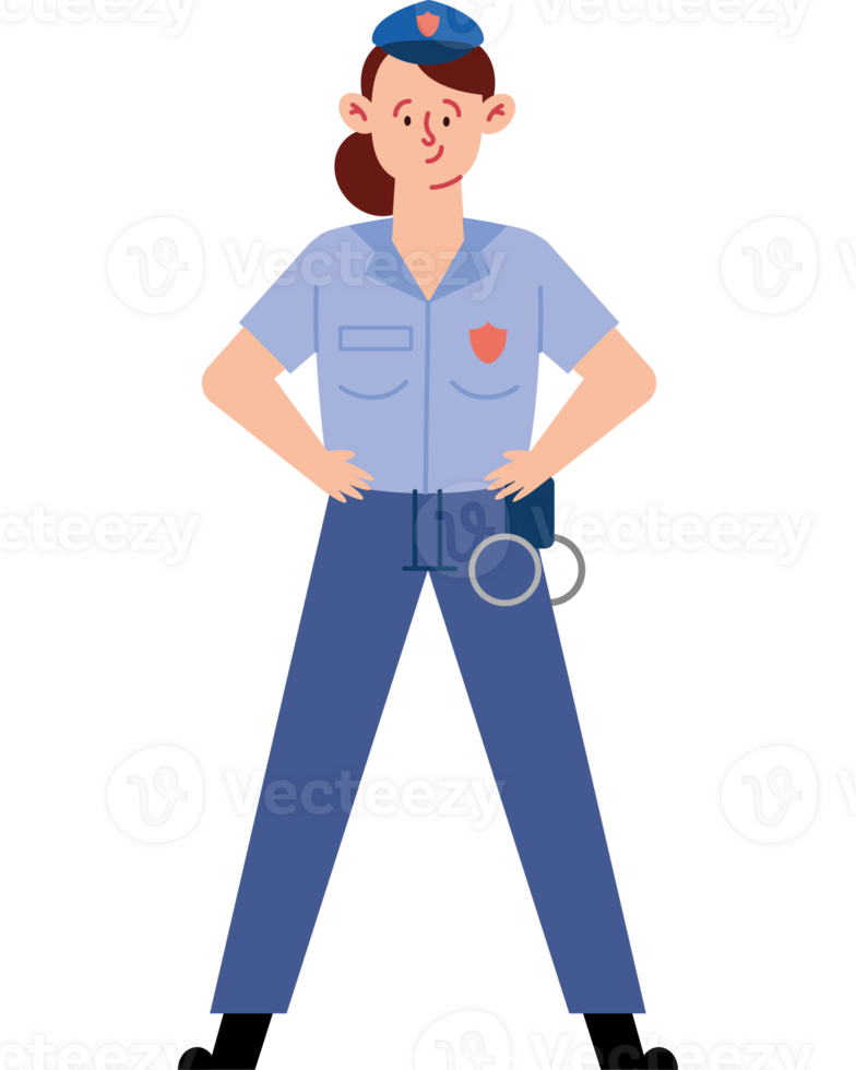 A cartoon police officer standing with his hands on his hips png