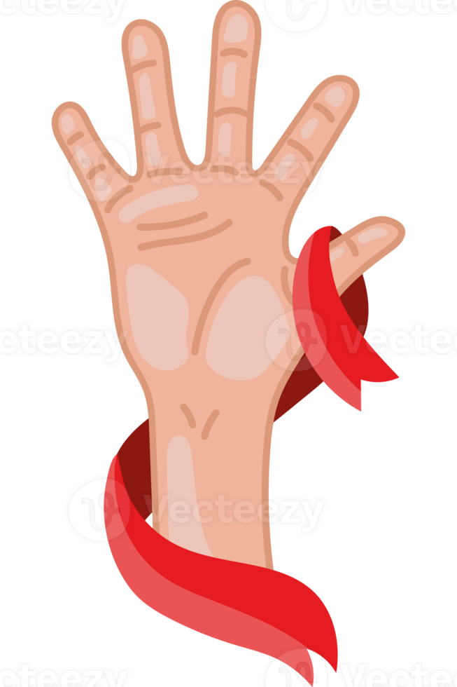 A hand with a red ribbon around it png