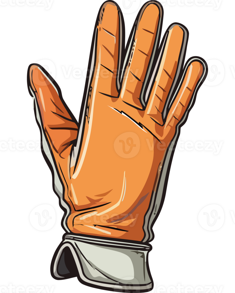 An orange glove with a white glove on it png