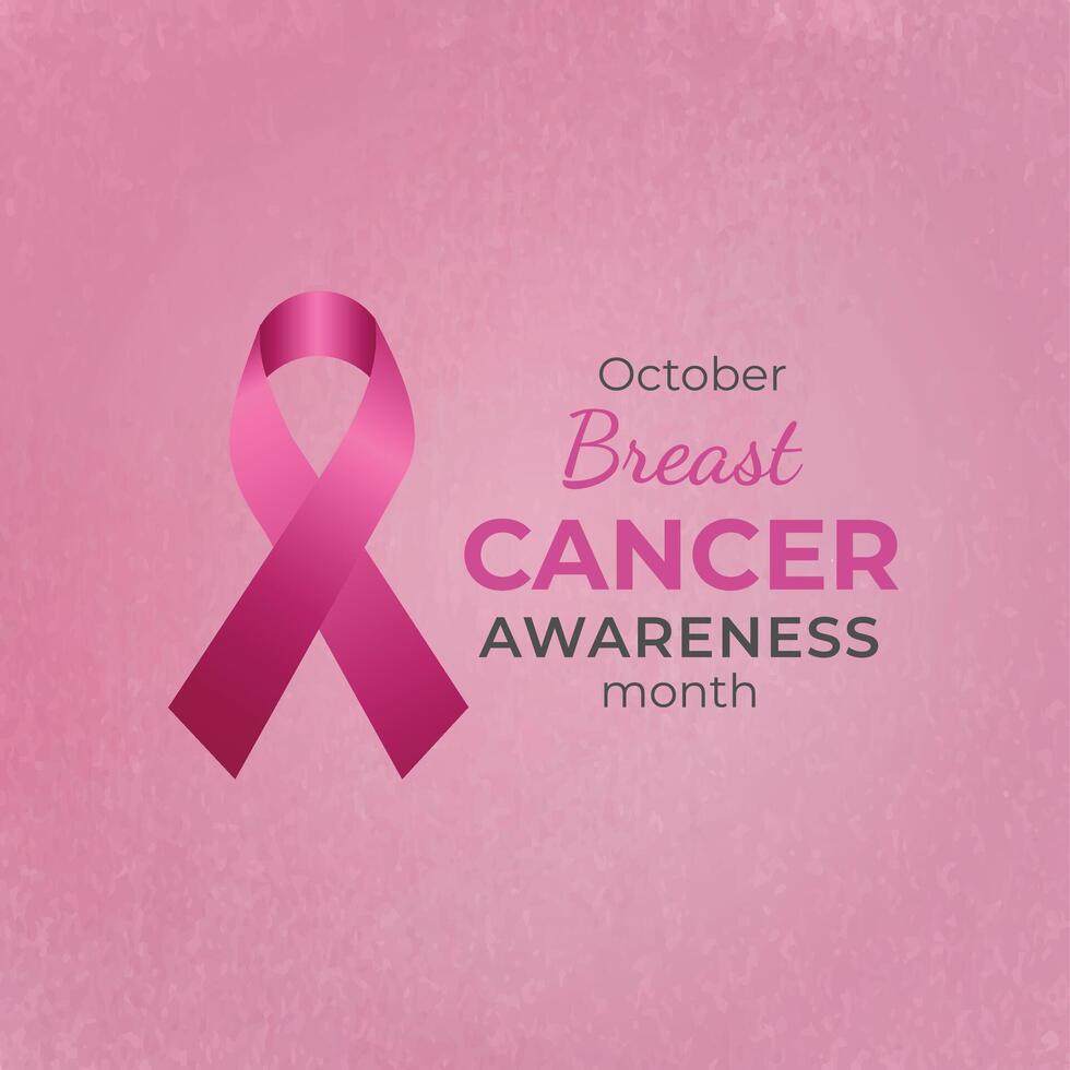 October breast cancer emblem sign for awareness month with pink ribbon symbol. vector
