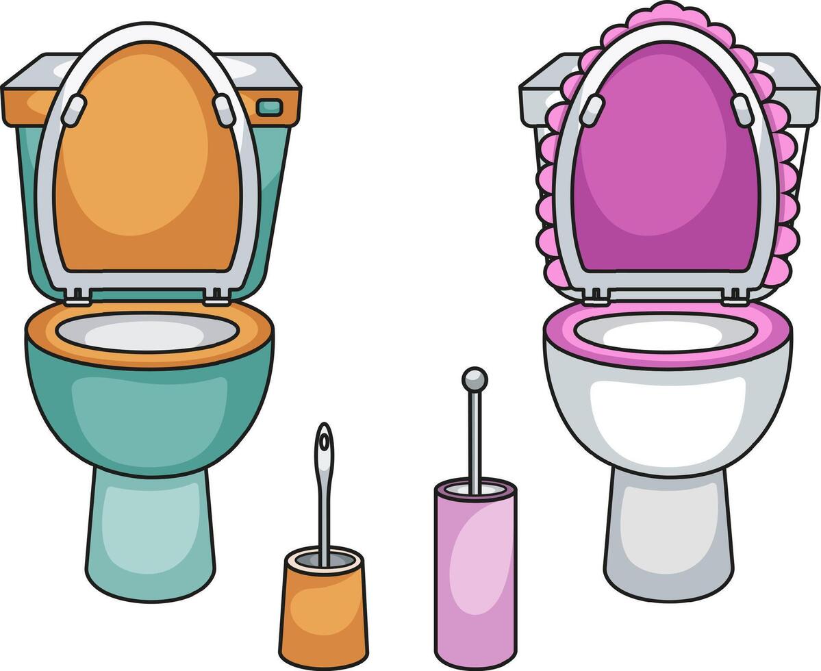 Toilet and Brush for Bathroom Cleaning vector