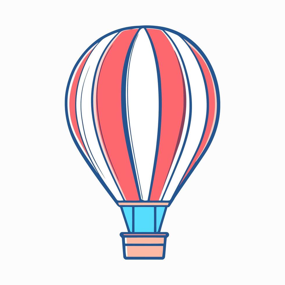 Flat design of a hot air balloon in white background. vector