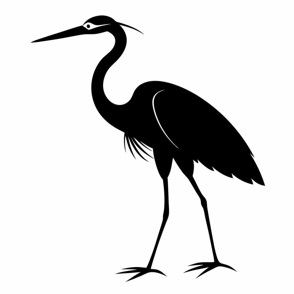 Heron Walking Silhouette Design vector