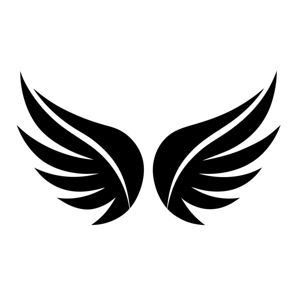 Simple Black Wings Illustration on White Background vector