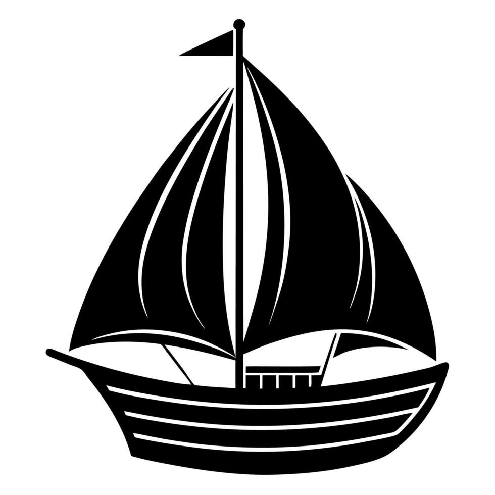 Sailboat Hand Drawing Illustration Design vector
