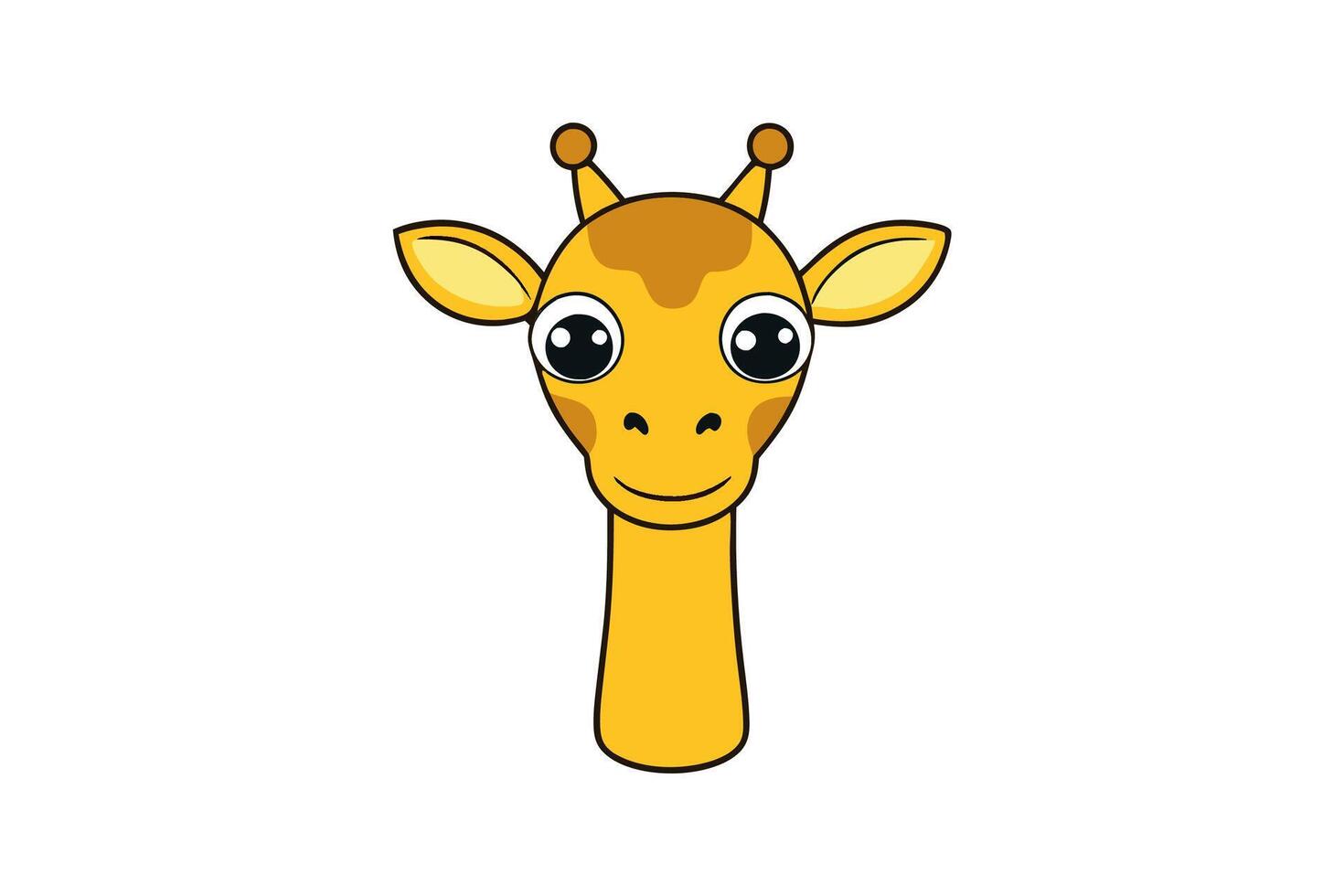 Symmetrical Cute Giraffe Face with Big Eyes Illustration vector