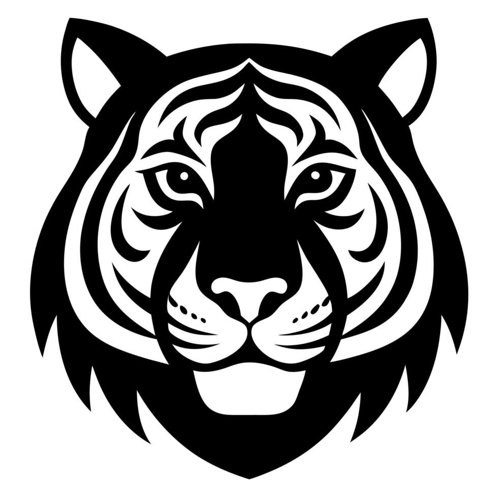 Tiger Head Silhouette Illustration vector