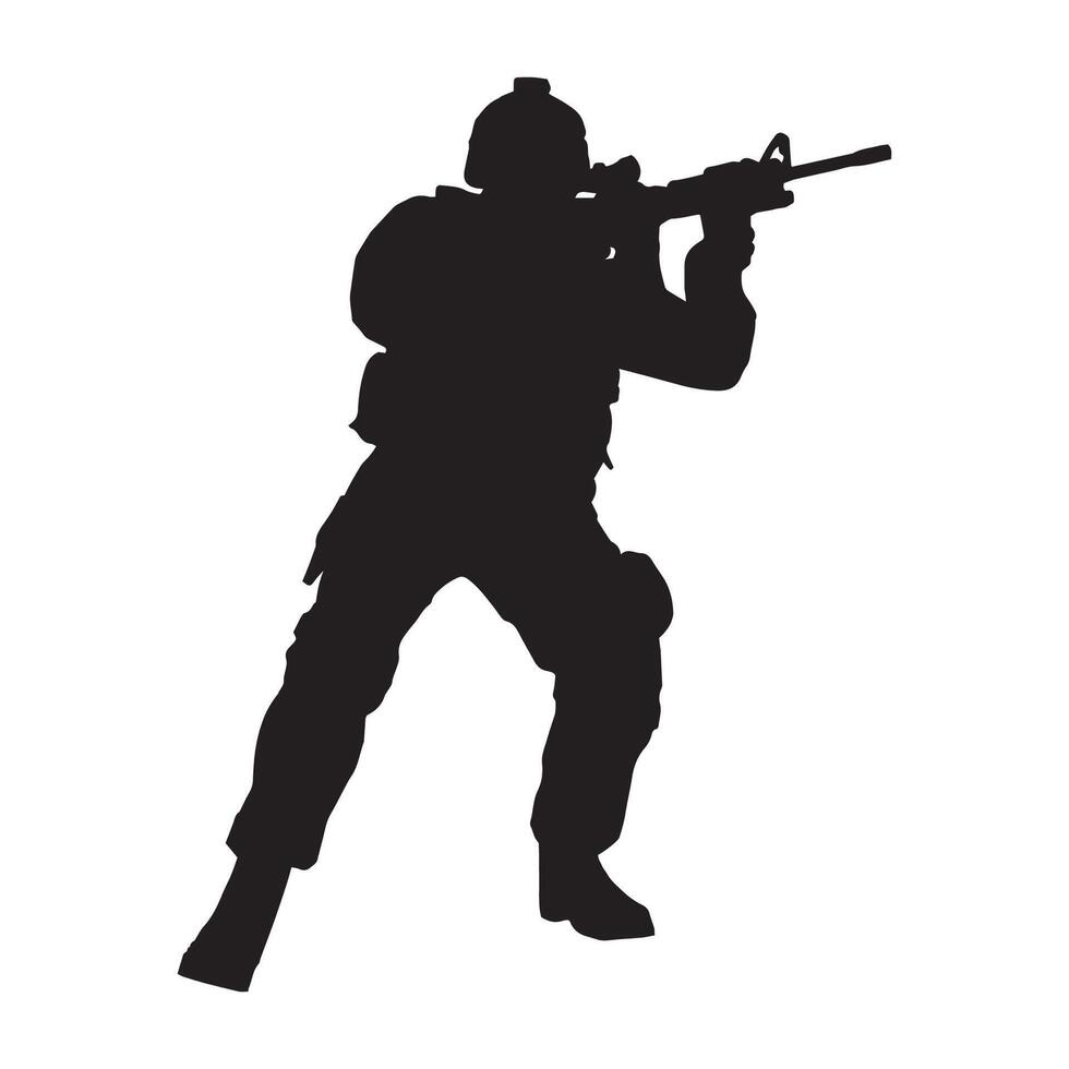 Military Gun Man Shooter Special Forces Silhouette Illustration vector