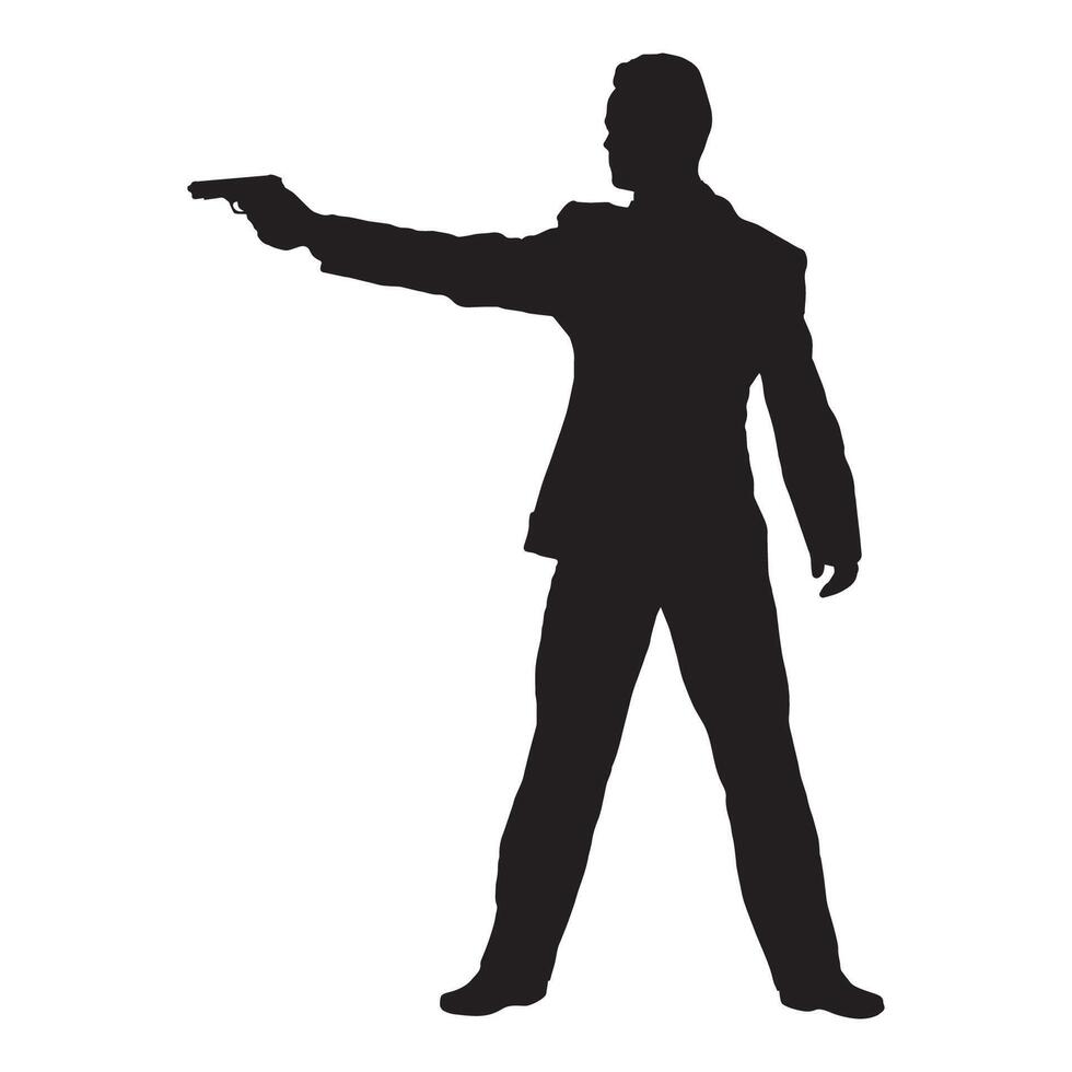 Gun Man Shooter Art Silhouette vector