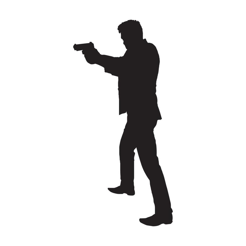 Gun Man Shooter holding Pistol Firearm Art Silhouette vector