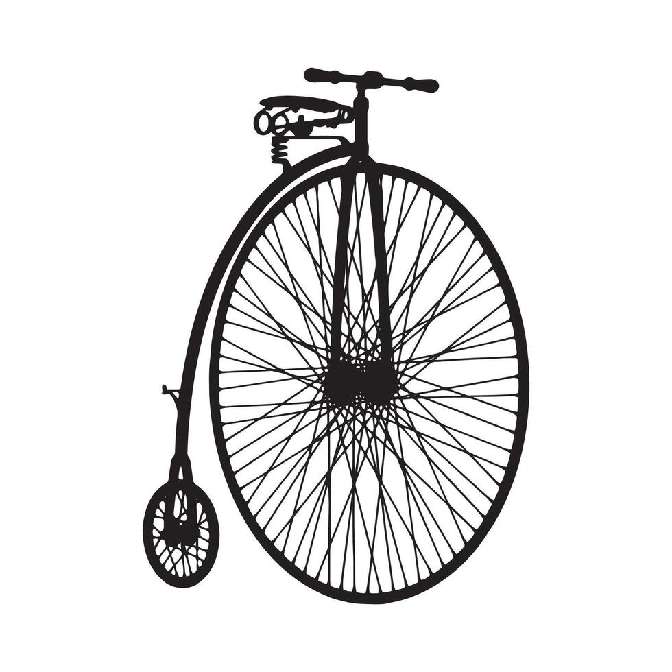 Penny Farthing Bicycle Silhouette Illustration vector
