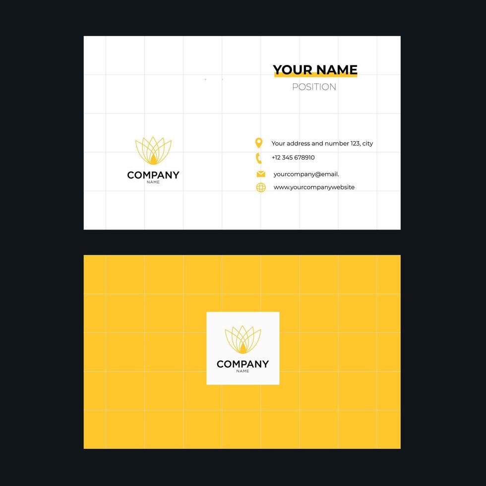 Simple business card with yellow and white color vector