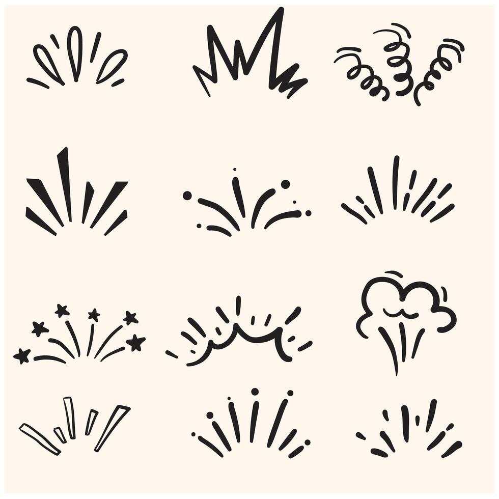 Cartoon doodle bomb explosion and boom comic clouds With illustration style doodle and line art vector