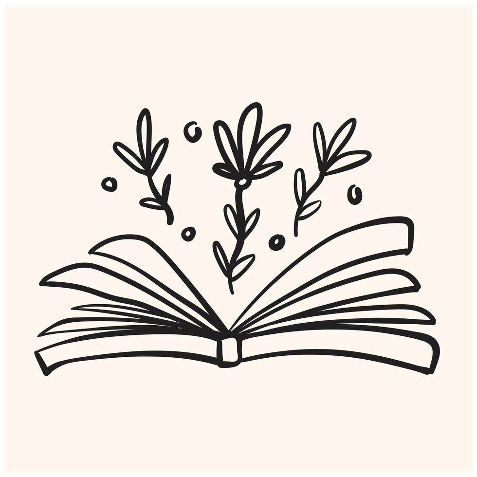 Open book doodle style With illustration style doodle and line art vector