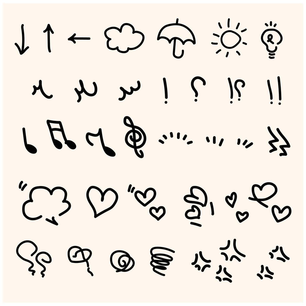 Sketch line cute element, star, heart shape vector