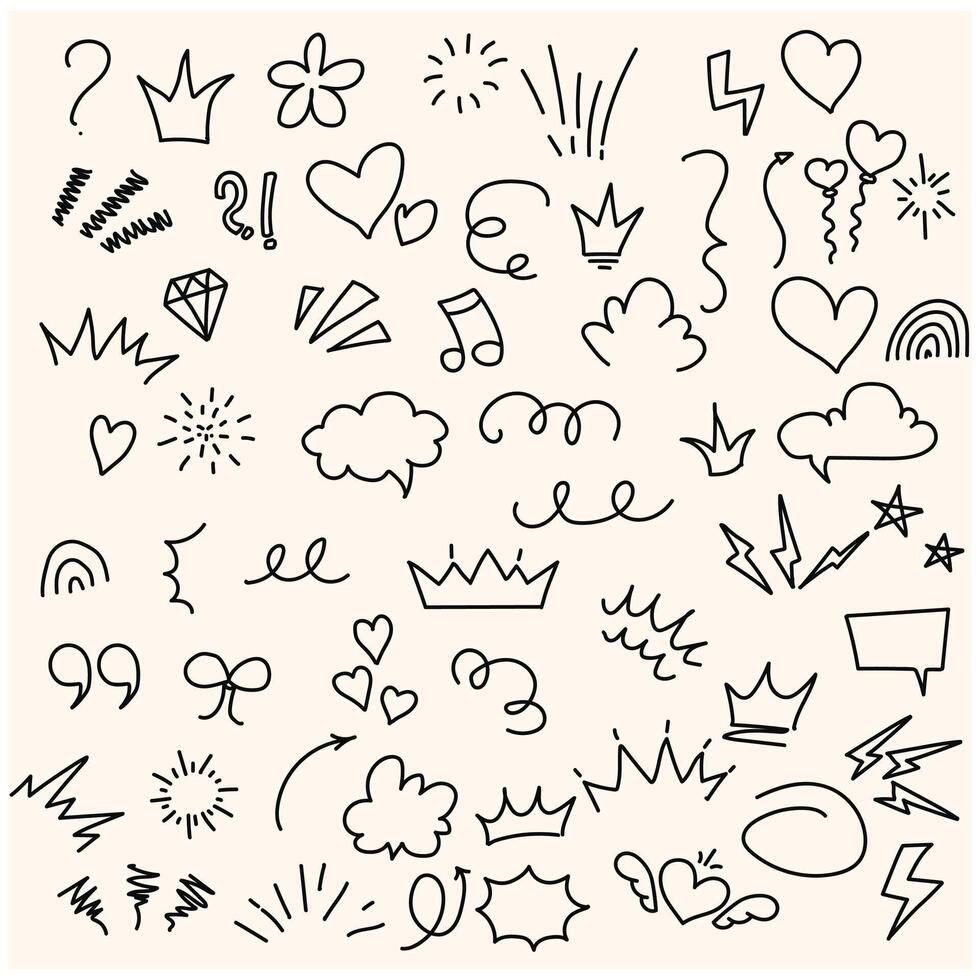 Hand drawn marker simple elements set vector