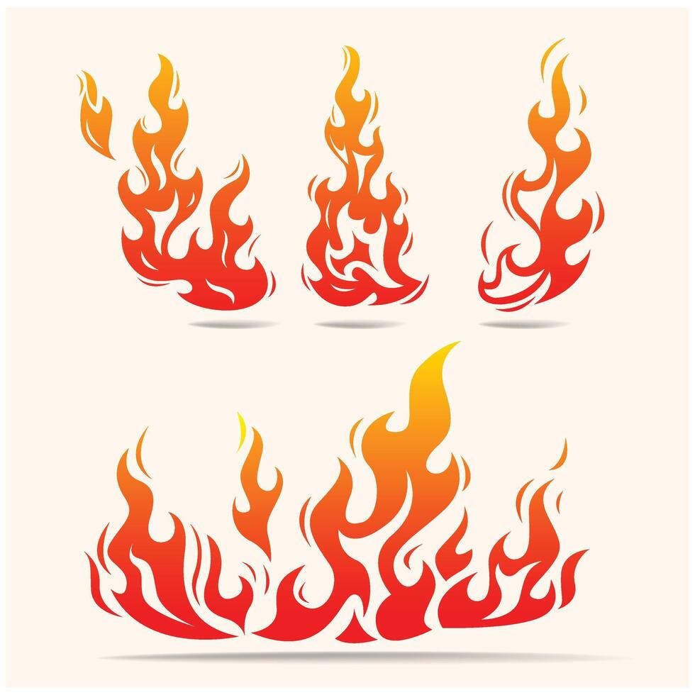Set of Fire Flames. Campfire. Bonfire Hand drawn With illustration style doodle and line art vector