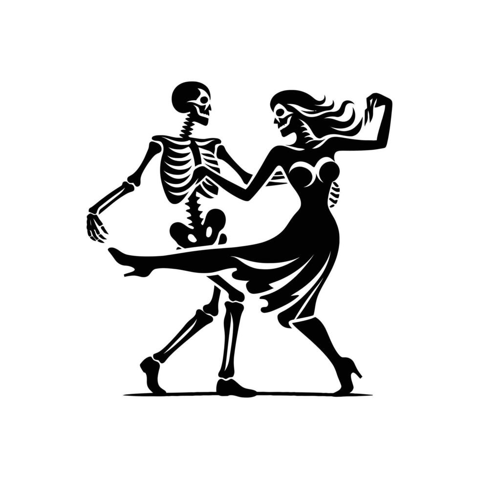 Traditional Mexican Skeletons Dancing - Silhouette for Cultural and Festive Designs vector
